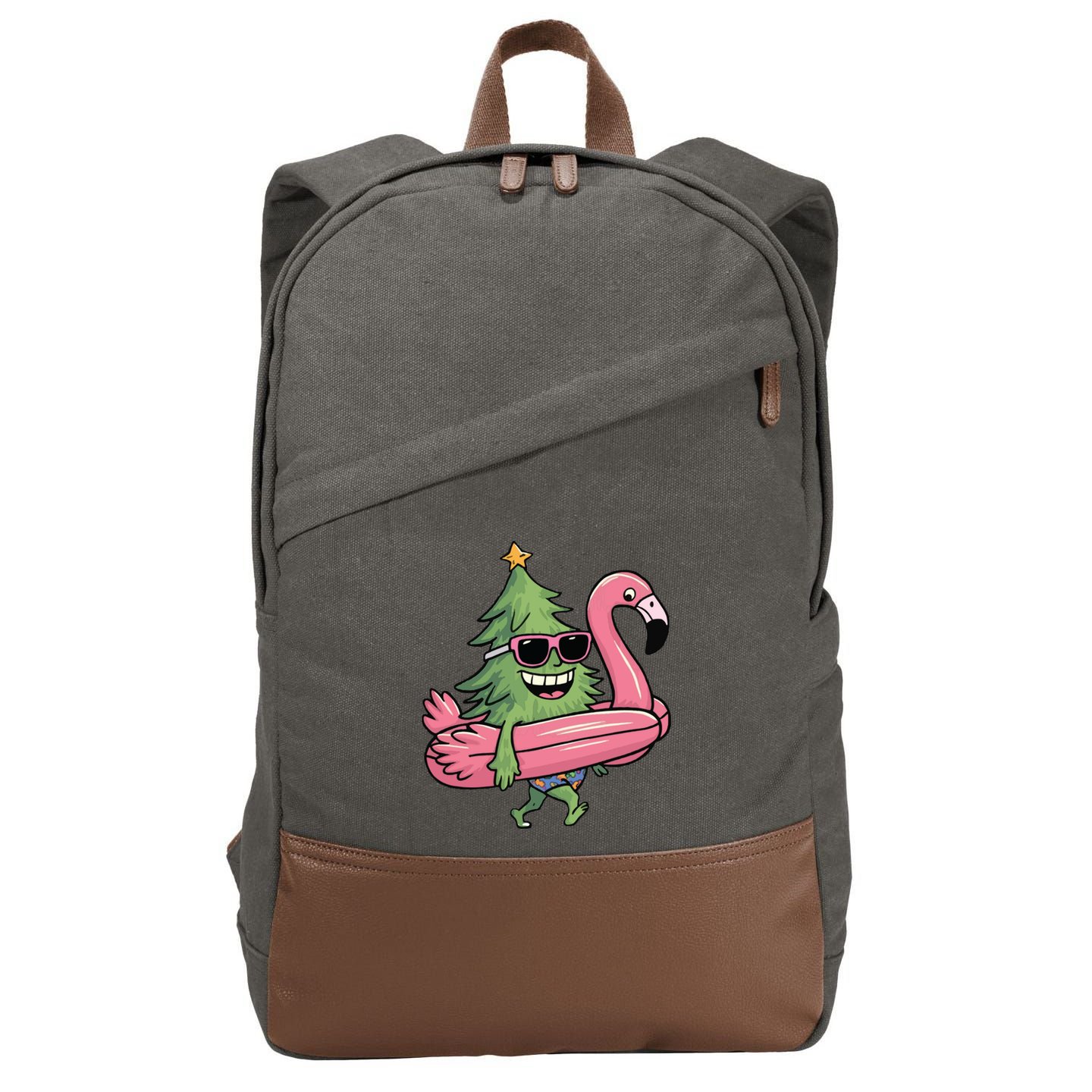 Retro Christmas Tree Beach Vacation Christmas In July Cotton Canvas Backpack