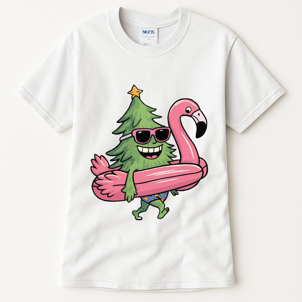 Retro Christmas Tree Beach Vacation Christmas In July Tall T-Shirt