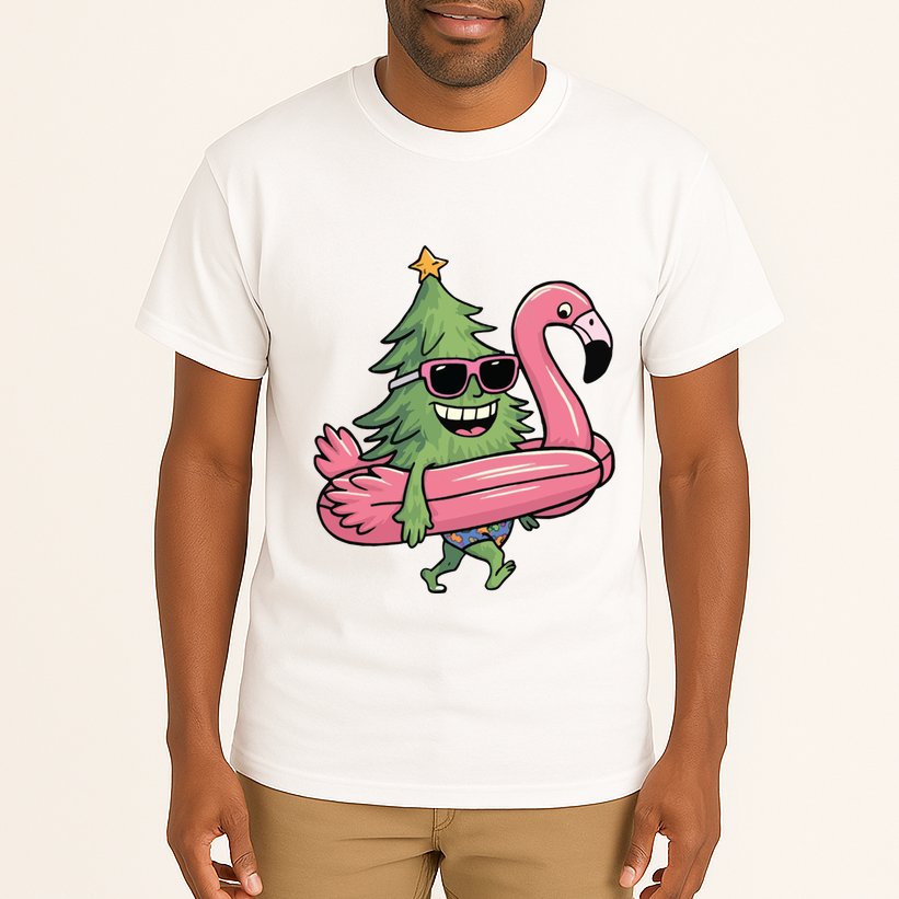 Retro Christmas Tree Beach Vacation Christmas In July Tall T-Shirt