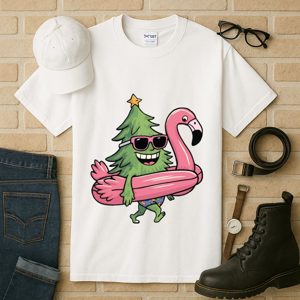 Retro Christmas Tree Beach Vacation Christmas In July Tall T-Shirt