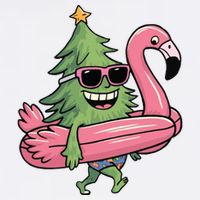 Retro Christmas Tree Beach Vacation Christmas In July Tall T-Shirt
