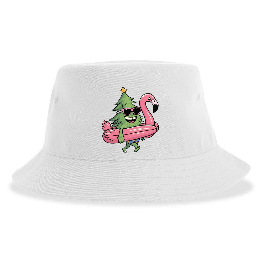 Retro Christmas Tree Beach Vacation Christmas In July Sustainable Bucket Hat