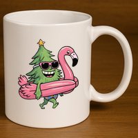Retro Christmas Tree Beach Vacation Christmas In July 11oz C Handle Ceramic Mug