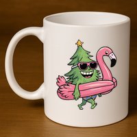 Retro Christmas Tree Beach Vacation Christmas In July 11oz C Handle Ceramic Mug