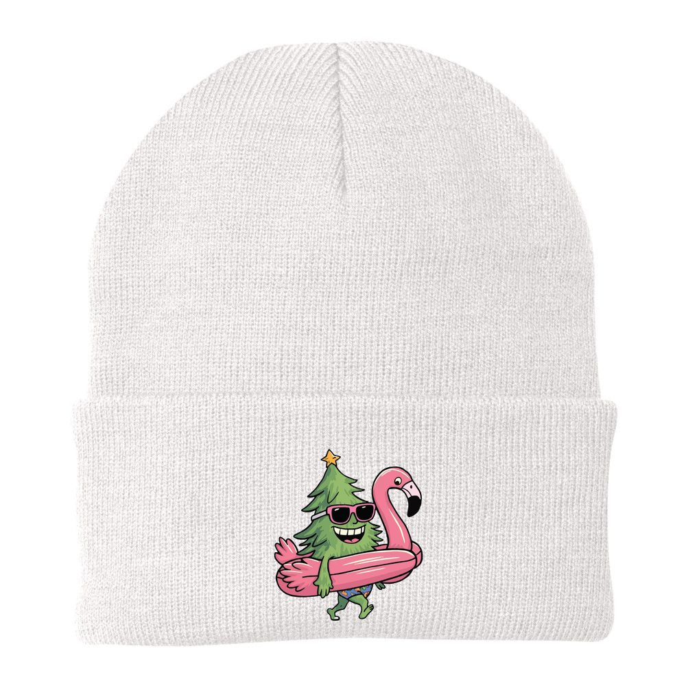 Retro Christmas Tree Beach Vacation Christmas In July Beanie