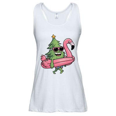 Retro Christmas Tree Beach Vacation Christmas In July Ladies Essential Flowy Tank