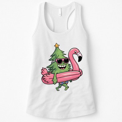 Retro Christmas Tree Beach Vacation Christmas In July Womens Tank Top