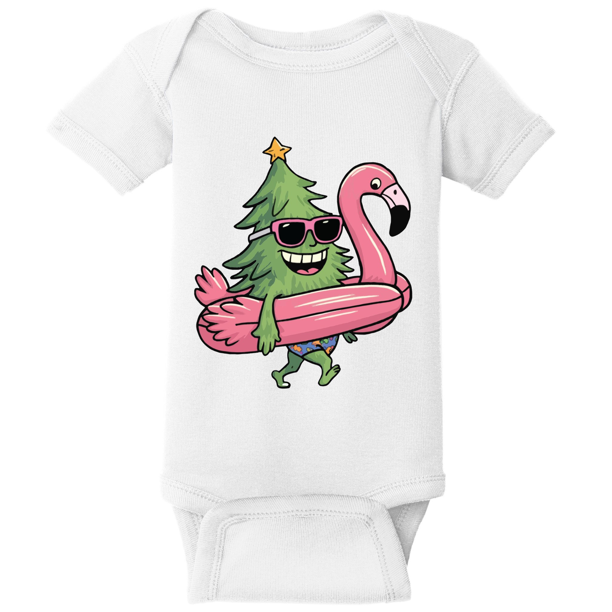 Retro Christmas Tree Beach Vacation Christmas In July Baby Bodysuit