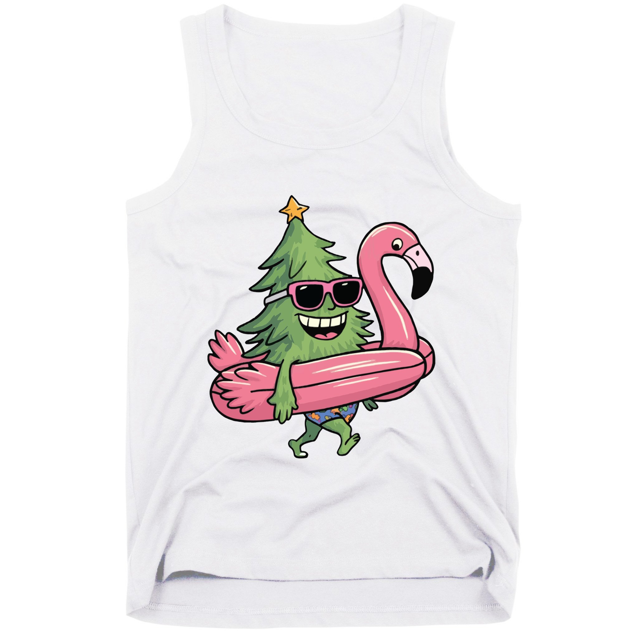 Retro Christmas Tree Beach Vacation Christmas In July Tank Top