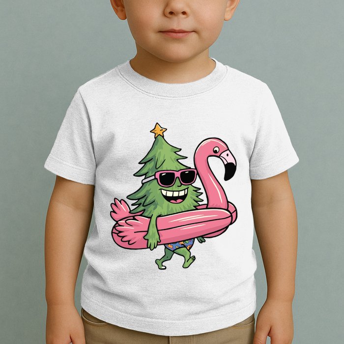 Retro Christmas Tree Beach Vacation Christmas In July Toddler T-Shirt