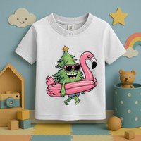Retro Christmas Tree Beach Vacation Christmas In July Toddler T-Shirt
