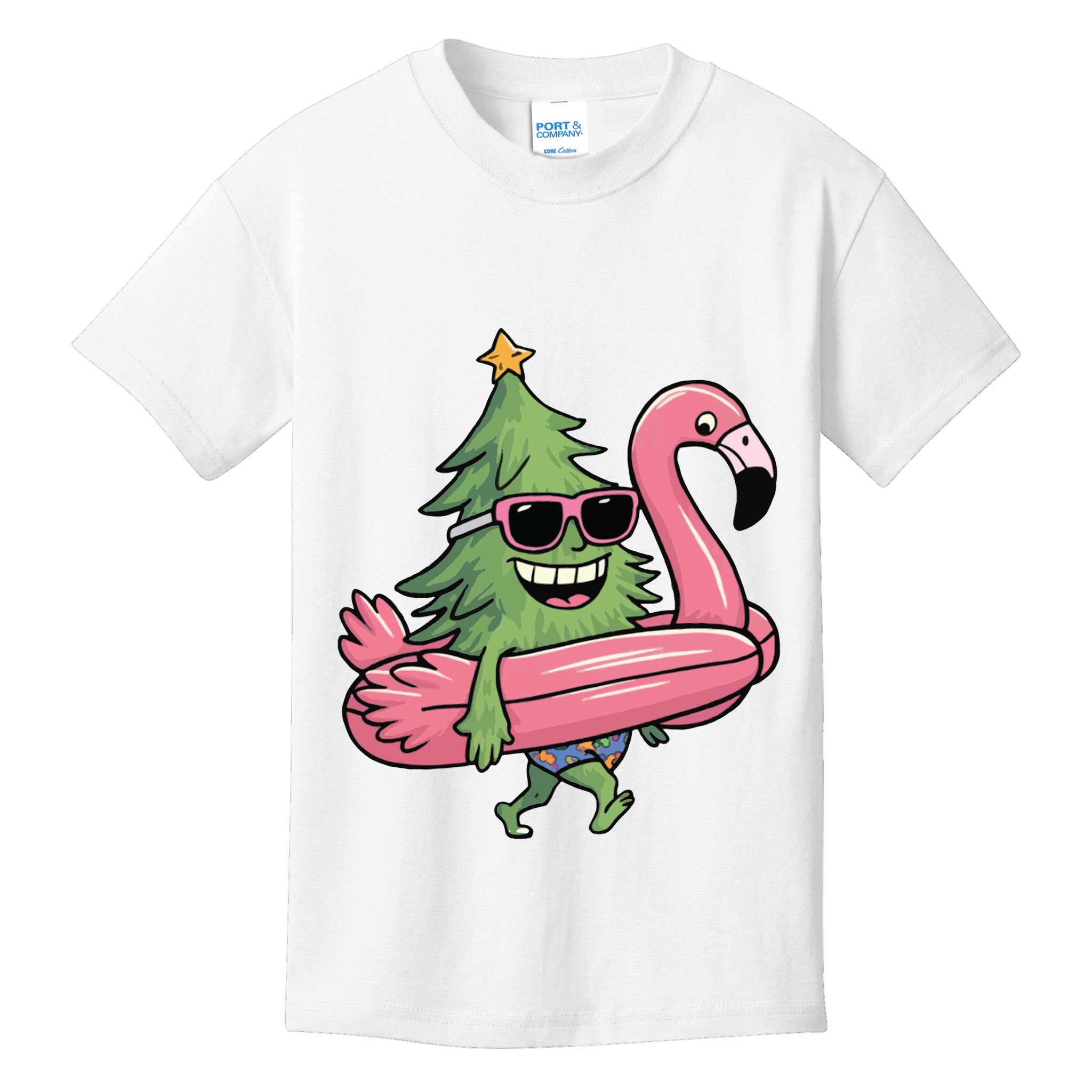 Retro Christmas Tree Beach Vacation Christmas In July Kids T-Shirt