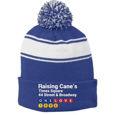 Raising CaneS Times Square Stripe Pom Pom Beanie