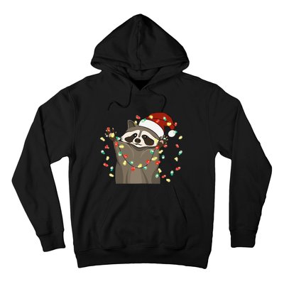 Raccoon Christmas Tree Lights Pajama Racoon Lover Xmas funny Hoodie