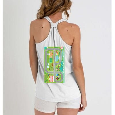 Race Car Track Funny Parent Trap Women's Knotted Racerback Tank