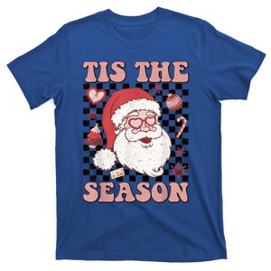 Retro Checkered Tis The Season Santa Claus Christmas Holiday Cool Gift T-Shirt