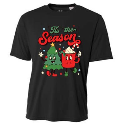 Retro Christmas Tis The Season Christmas Tree Coffee Latte Cooling Performance Crew T-Shirt