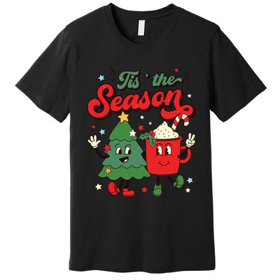 Retro Christmas Tis The Season Christmas Tree Coffee Latte Premium T-Shirt