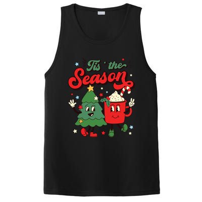 Retro Christmas Tis The Season Christmas Tree Coffee Latte PosiCharge Competitor Tank