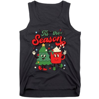 Retro Christmas Tis The Season Christmas Tree Coffee Latte Tank Top