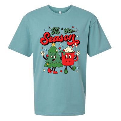 Retro Christmas Tis The Season Christmas Tree Coffee Latte Sueded Cloud Jersey T-Shirt