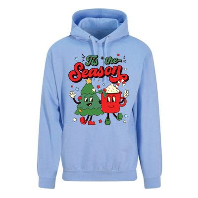 Retro Christmas Tis The Season Christmas Tree Coffee Latte Unisex Surf Hoodie