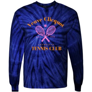 Retro Champagne Tennis Club Tie-Dye Long Sleeve Shirt