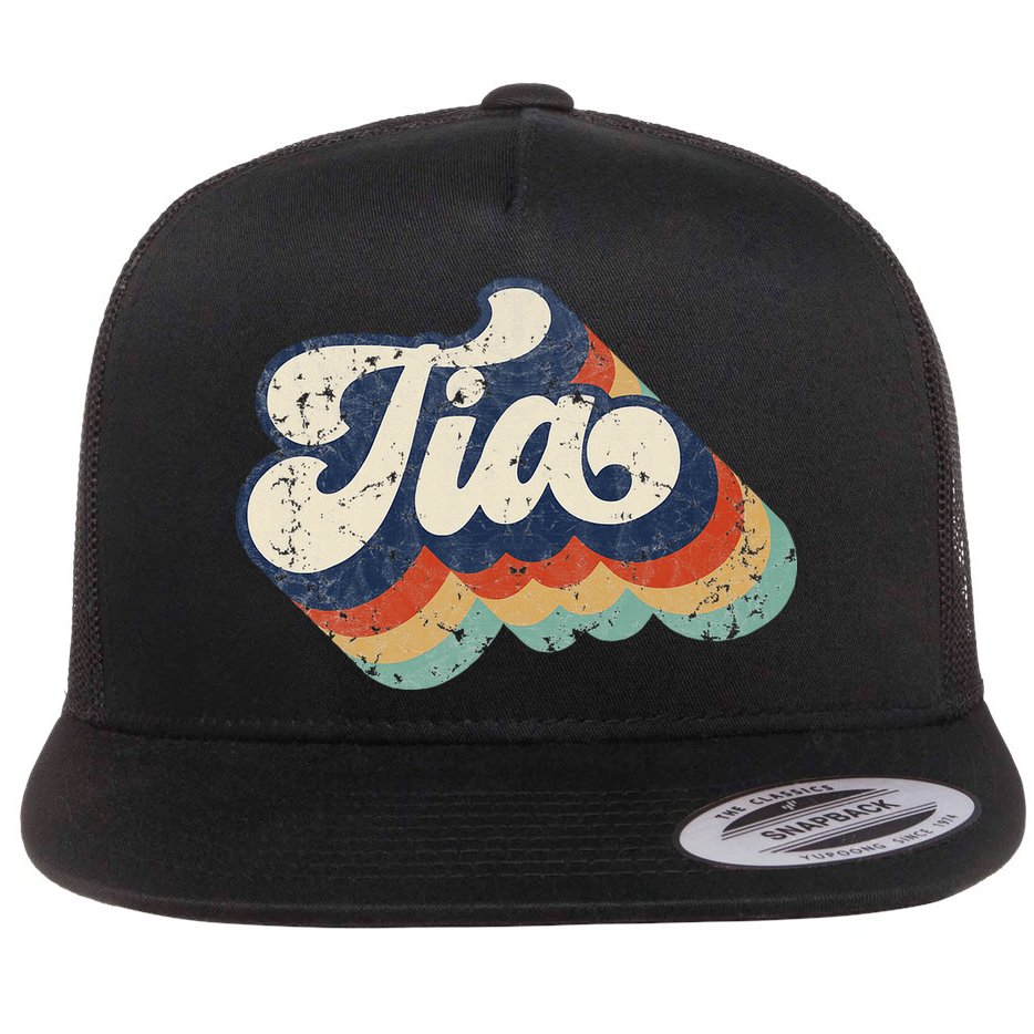 Retro Cute Tia For Auntie Best Tia Ever Aunt Flat Bill Trucker Hat