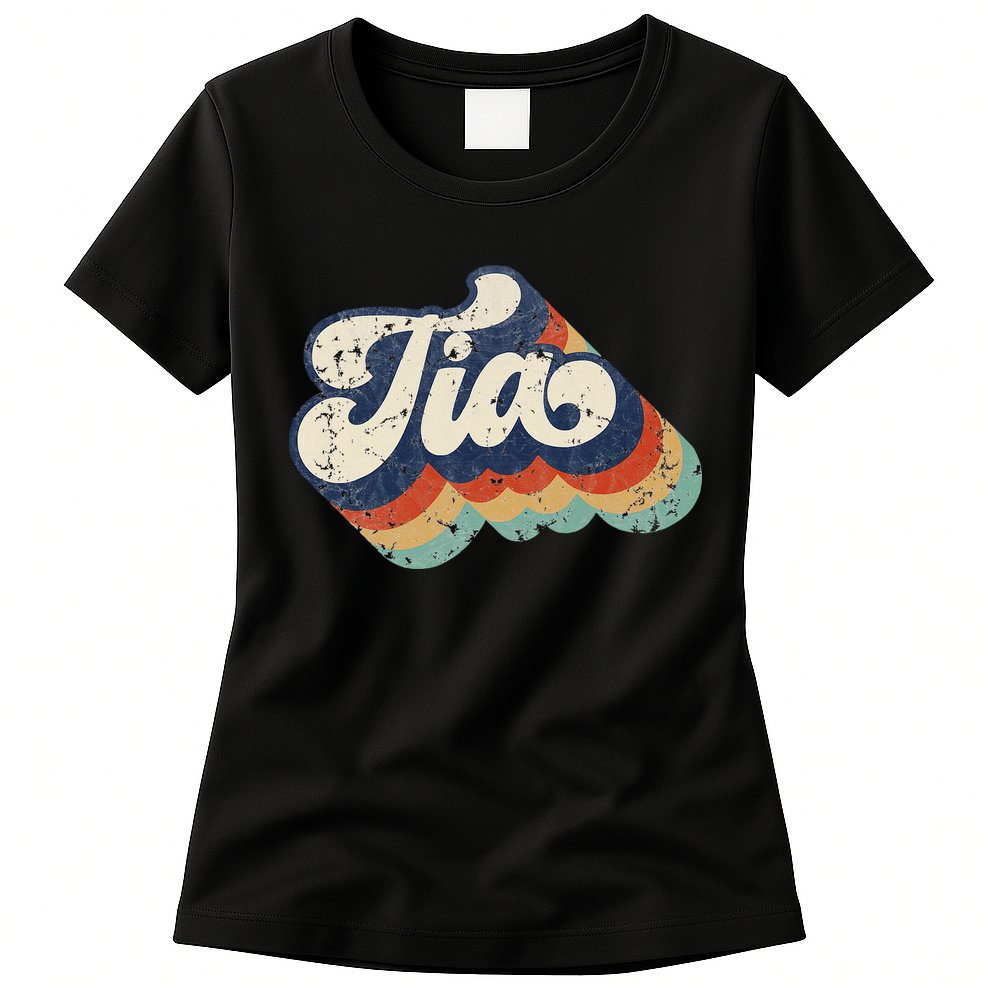 Retro Cute Tia For Auntie Best Tia Ever Aunt Womens T-Shirt