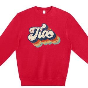 Retro Cute Tia For Auntie Best Tia Ever Aunt Premium Crewneck Sweatshirt