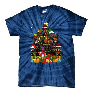 Rottweiler Christmas Tree Lights Santa Hat Holiday Costume Tie-Dye T-Shirt