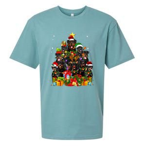 Rottweiler Christmas Tree Lights Santa Hat Holiday Costume Sueded Cloud Jersey T-Shirt