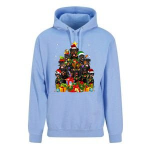 Rottweiler Christmas Tree Lights Santa Hat Holiday Costume Unisex Surf Hoodie