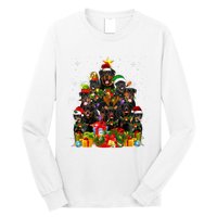 Rottweiler Christmas Tree Lights Santa Hat Holiday Costume Long Sleeve Shirt