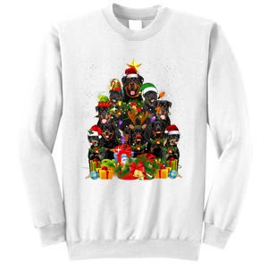 Rottweiler Christmas Tree Lights Santa Hat Holiday Costume Sweatshirt