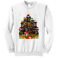 Rottweiler Christmas Tree Lights Santa Hat Holiday Costume Sweatshirt