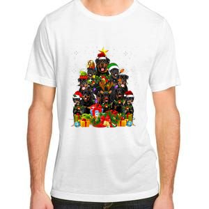 Rottweiler Christmas Tree Lights Santa Hat Holiday Costume Adult ChromaSoft Performance T-Shirt