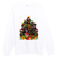 Rottweiler Christmas Tree Lights Santa Hat Holiday Costume Premium Crewneck Sweatshirt