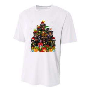 Rottweiler Christmas Tree Lights Santa Hat Holiday Costume Performance Sprint T-Shirt