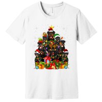 Rottweiler Christmas Tree Lights Santa Hat Holiday Costume Premium T-Shirt