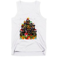 Rottweiler Christmas Tree Lights Santa Hat Holiday Costume Tank Top