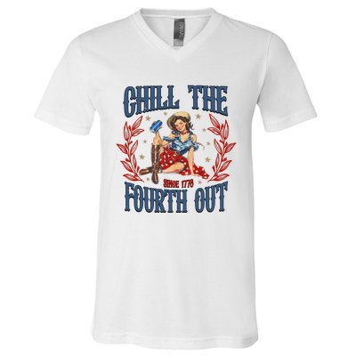 Retro Chill The Fourth Out Since 1776 V-Neck T-Shirt