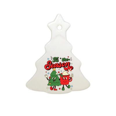 Retro Christmas Tis The Season Christmas Tree Coffee Latte Ceramic Tree Ornament