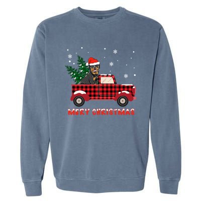 Rottweilers Christmas Truck Tree Mom Dad Dog Gift Garment-Dyed Sweatshirt