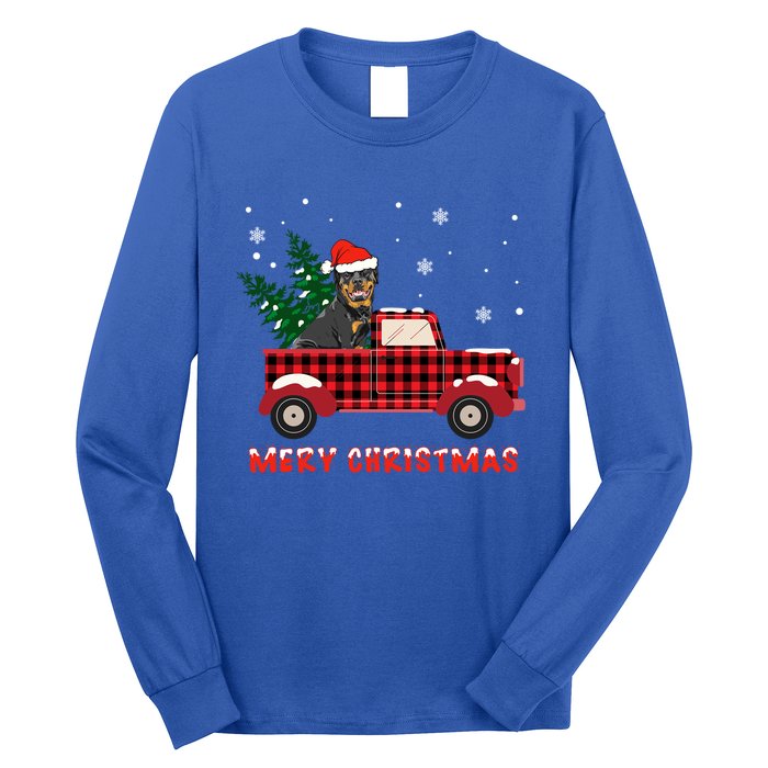 Rottweilers Christmas Truck Tree Mom Dad Dog Gift Long Sleeve Shirt