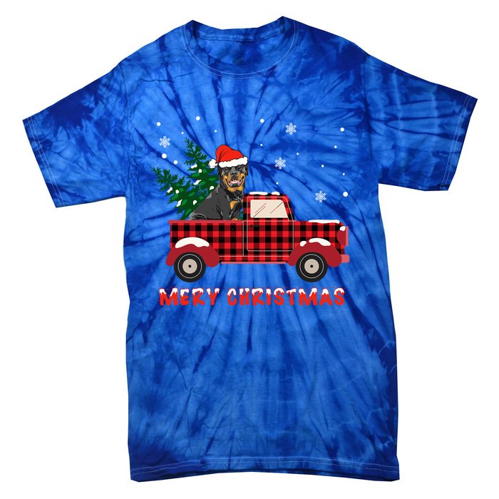 Rottweilers Christmas Truck Tree Mom Dad Dog Gift Tie-Dye T-Shirt