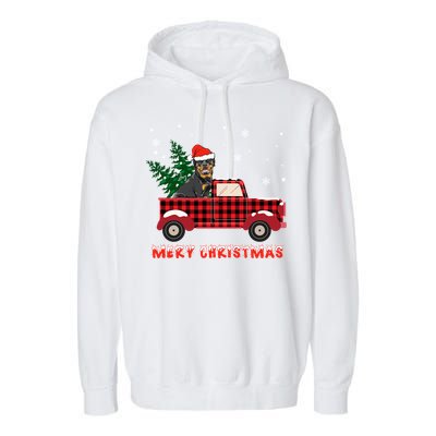 Rottweilers Christmas Truck Tree Mom Dad Dog Gift Garment-Dyed Fleece Hoodie