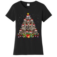 Raccoon Christmas Tree Lights Pajama Racoon Lover Xmas Women's T-Shirt