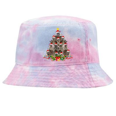 Raccoon Christmas Tree Lights Pajama Racoon Lover Xmas Tie-Dyed Bucket Hat