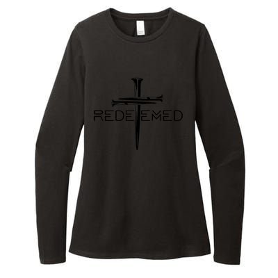 Redeemed Collection: The Ultimate Redeemer 3 Nails Cross Black On Black Womens CVC Long Sleeve Shirt